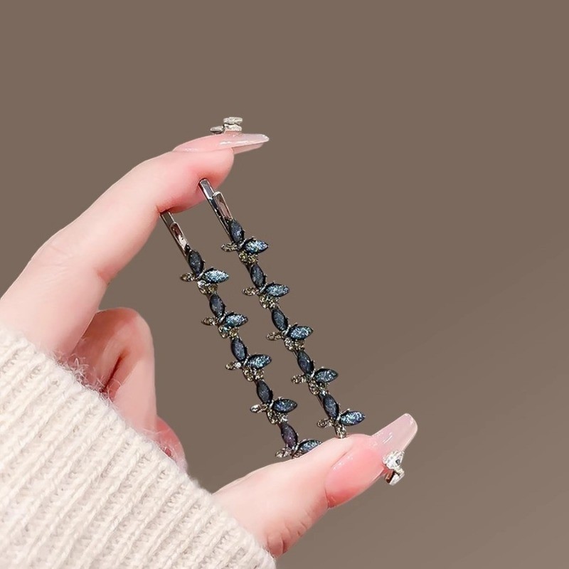 Mauropoli [Sẵn sàng] Kẹp phẳng hình bướm tráng men Nữ Phong cách mới Cặp siêu cổ tích tinh tế Kẹp khí chất thanh lịch Kẹp tóc thời trang