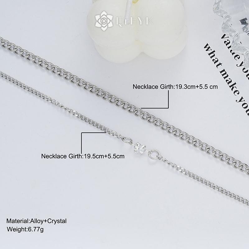 QrhYK Đơn Giản Thời Trang Thép Không Gỉ Vòng Tay Bộ Dành Cho Cặp Đôi Unisex Nam Nữ Tình Yêu Pha Lê Trái Tim Bạc Dây Xích Vòng Tay Trang Sức Quà Tặng Mới