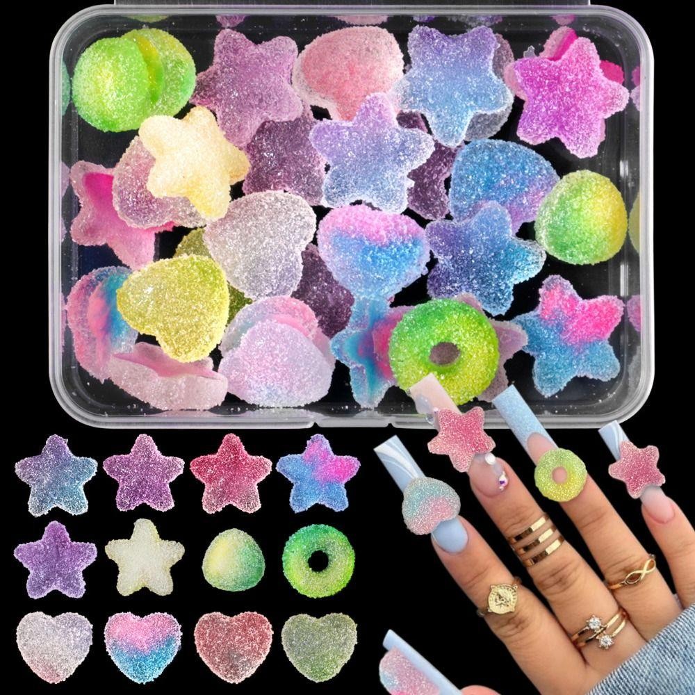 SAIA Nhựa Trang Trí Móng Tay Nghệ Thuật, Hoạt Hình Hoa Kẹo, Phối Màu Lollipop Hạt Bướm, Phụ Kiện DIY Làm Móng Tay