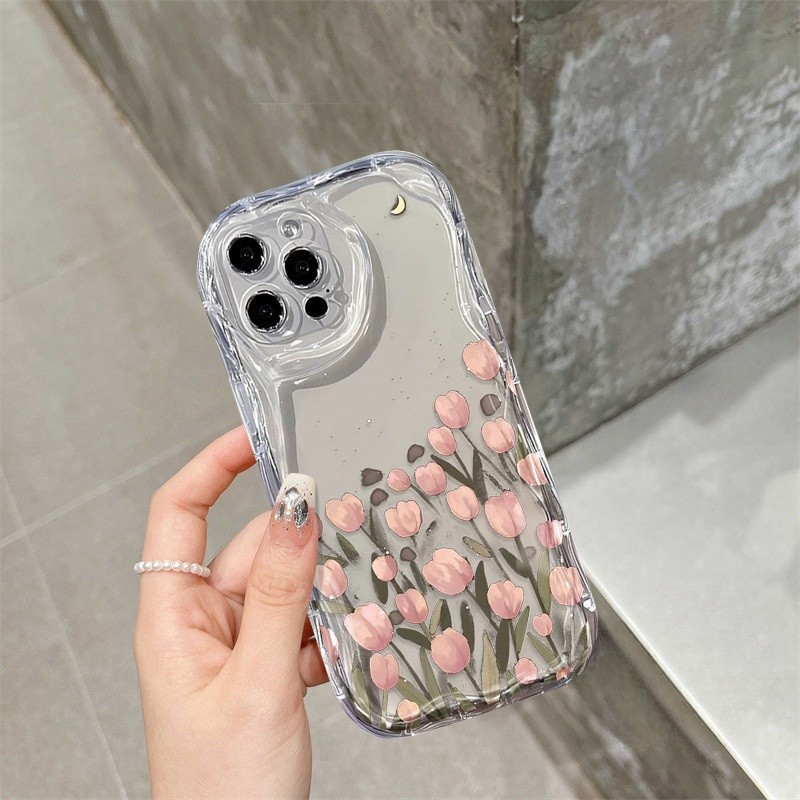 Ốp Lưng In Hình Hoa Cho Xiaomi Redmi Note 14 4G 13 14 Pro Plus 5G Redmi 13 12 14C Ốp Lưng Kem Trong Suốt Vồng Cạnh Hoa TPU Camera Bảo Vệ Silicon