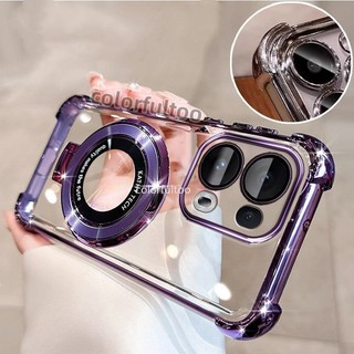 Ốp Mềm Oppo Reno 14F 2025 Cho Oppo Reno 14 13 Pro 13Pro 13F Reno14Pro Reno15F 4G 5G Vỏ Chống Sốc Thạch Trong Suốt Có Giá Đỡ Từ Tính Dày Túi Khí Ốp Lưng Điện Thoại