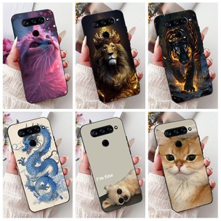 Dành Cho LG V40 ThinQ Vỏ V405 LM-V405 LM-V409N Vỏ Chống Sốc Mát Rồng Hổ Silicon Mềm Màu Đen Dành Cho LGV40 ThinQ Ốp Lưng