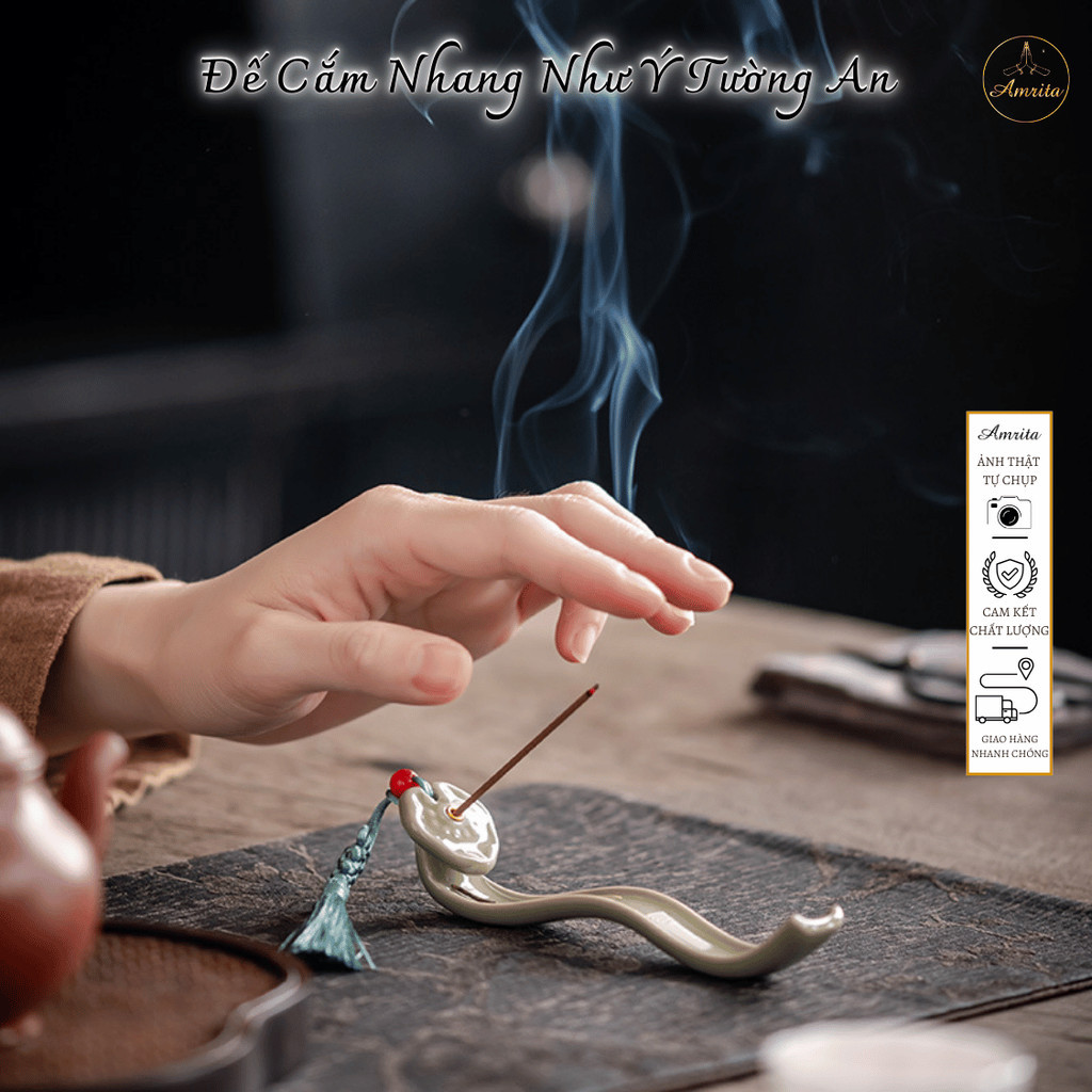 Đế Cắm Nhang Như Ý Tường An - Đế cắm nhàng trầm - Lư trầm - Lư xông trầm - Dụng cụ đốt trầm - Trầm Hương - Amrita