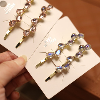 MAUROPOLI [Sẵn sàng] Cặp pha lê phong cách mới Kẹp nơ trán Nổ Kẹp tóc Kẹp phẳng Phụ kiện tóc Mũ đội đầu đính đá Kẹp bên