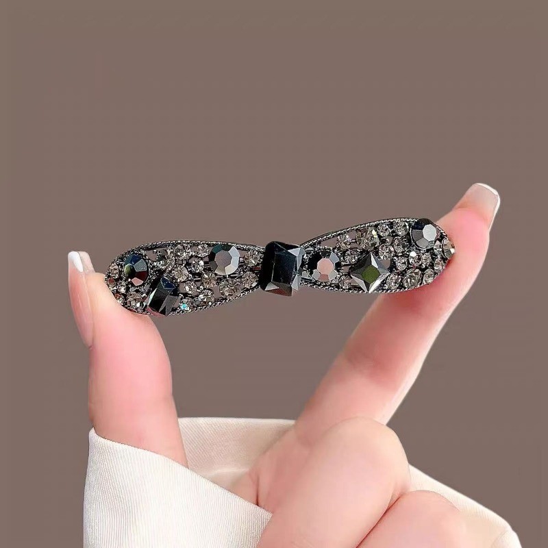 MAUROPOLI [Sẵn Sàng] Cao Cấp Obsidian Pha Lê Nơ Nổ Kẹp Tóc Bên Mũ Đội Đầu Cao Cấp Top Kẹp Lưng Đầu Nửa Kẹp Mùa Xuân