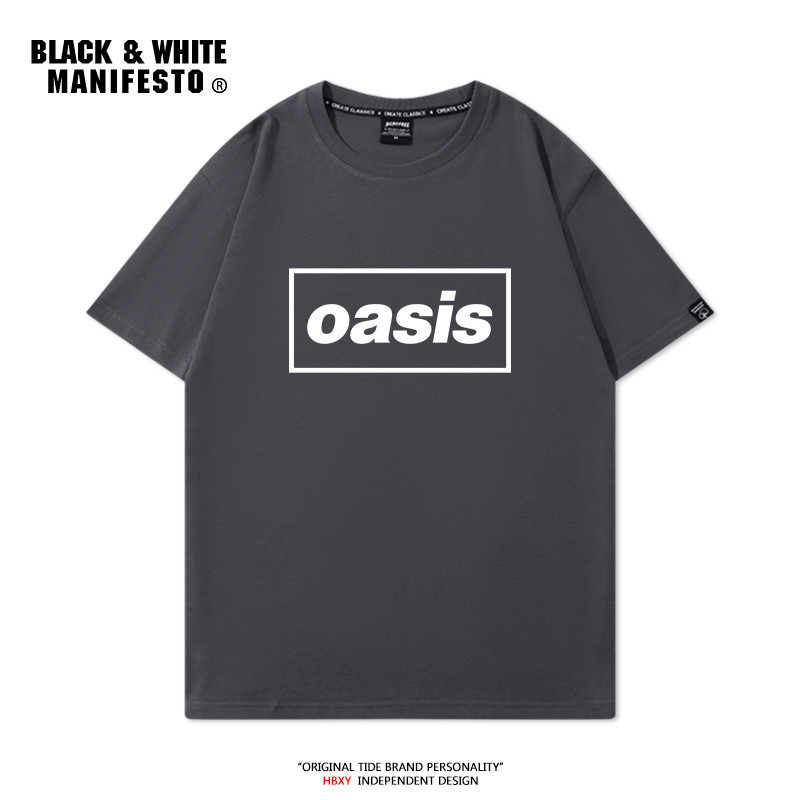 Oasis Oasis Ban Nhạc In Hình Áo Thun Nữ Tay Ngắn Nam Nữ Cotton Nguyên Chất Retro Rock Rời Đáy Thường Ngày Xu Hướng Mùa Hè