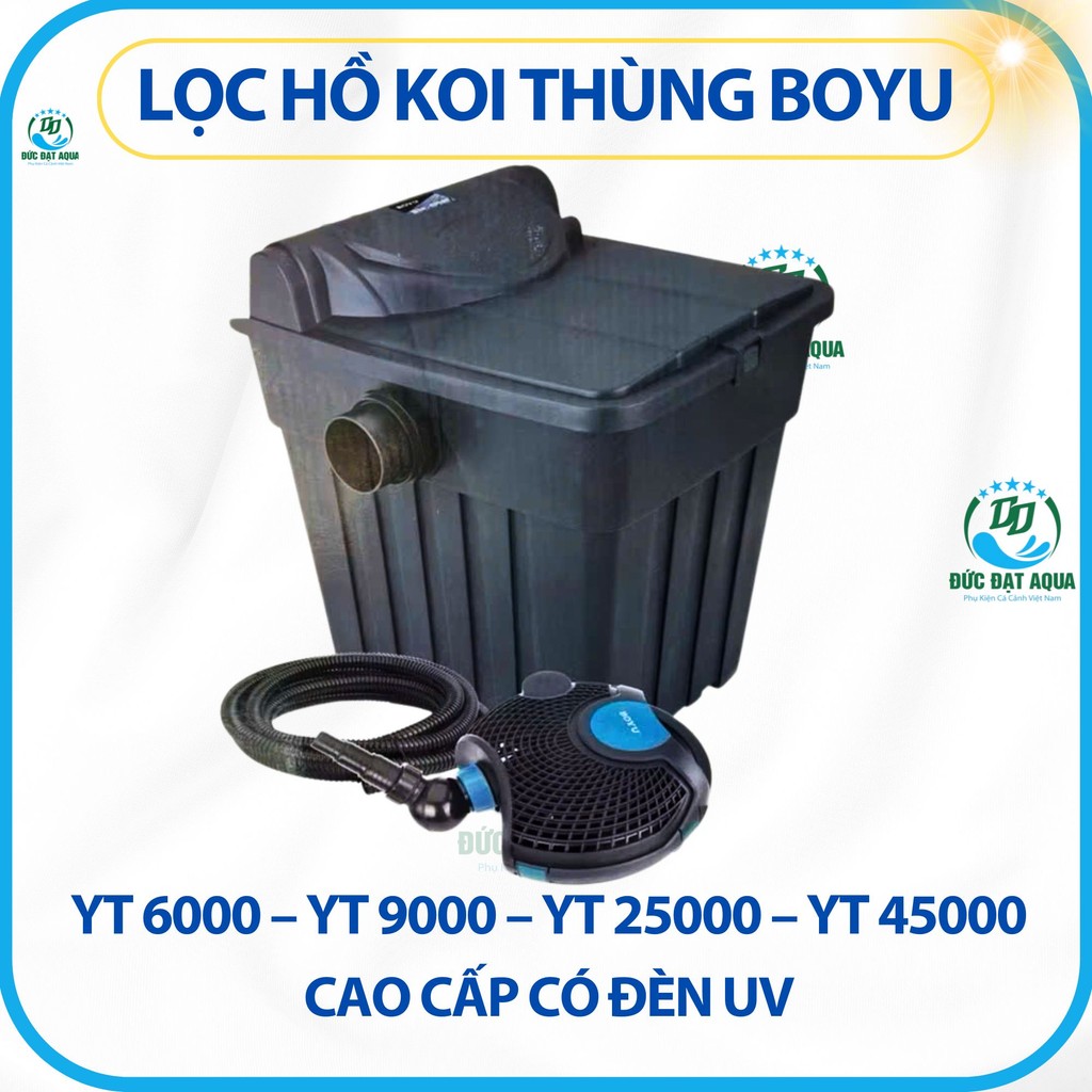 Lọc Hồ Koi thùng BOYU YT 6000 – YT 9000 – YT 25000 – YT 45000, có đèn uv, Thiết kế đẹp – gọn gàng