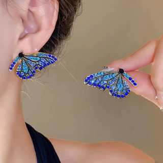 Thời Trung Cổ Retro Thanh Lịch - Bông Tai Cánh Bướm Với Kim Cương Nhỏ, Sang Trọng Cao Cấp