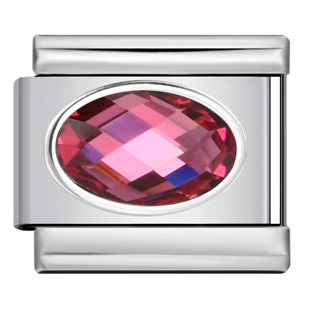 Hình Bầu Dục Đá Màu Ý Mô Đun Vòng Tay Birthstone Thép Không Gỉ DIY Đơn Giản Đa Năng Vòng Tay Phụ Kiện