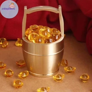 Pufangbliss Đồng Nguyên Chất Xô Vàng Trang Trí May Mắn May Mắn Thủ Công Phong Thủy Trang Trí Quà Tặng VN