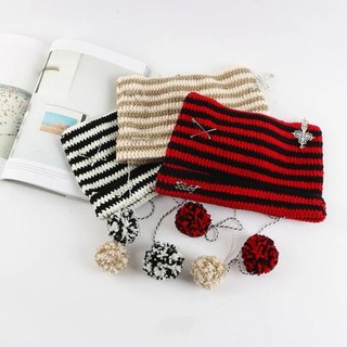 Mũ Beanie WEAVELYF Y2K sọc ngôi sao quỷ đáng yêu, móc len hình mèo, phù hợp cho mùa thu đông