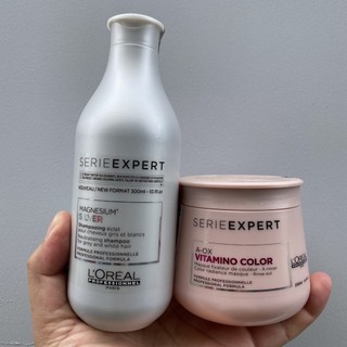 Combo dầu gội khử vàng SILVER và hấp giữ màu VITAMINO L'oréal dành cho cô nàng xám bạc 300ml/250ml [ TN ]