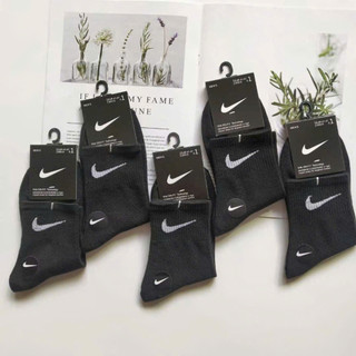Set 5 đôi Tất trắng - đen cổ cao cổ thể thao, Tất dệt kim kháng khuẩn chất cotton thoáng khí thấm hút mồ hôi