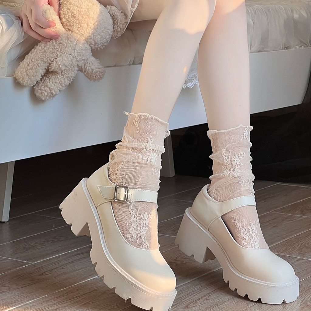 Vớ lưới ren trắng cho nữ phong cách Nhật Bản mỏng nhẹ ngọt ngào