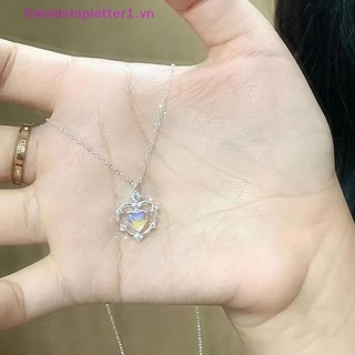 {Fh Fashion} Vòng cổ tình yêu bằng đá mặt trăng đơn giản dành cho nữ Cô gái Tính khí nhẹ Mặt dây chuyền thời trang Vòng cổ Quà tặng trang sức tiệc cưới.