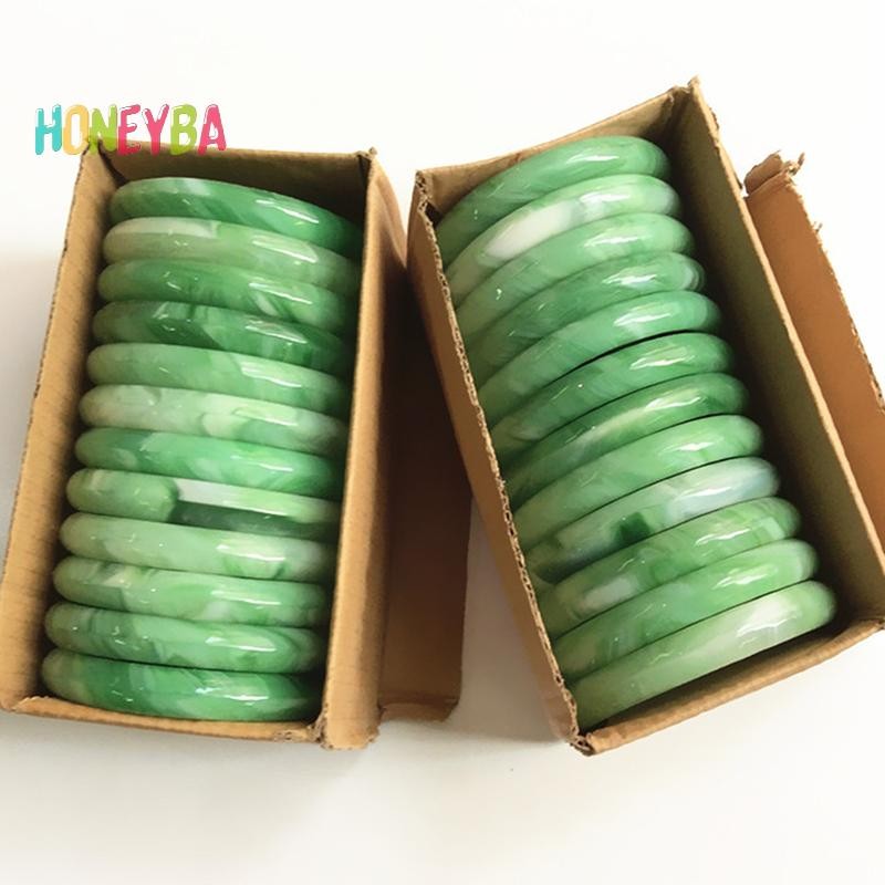 < Honeyba > Vòng tay giả ngọc bích màu xanh lá cây Vòng tay cổ điển dành cho nữ Quà tặng trang sức