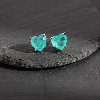 Châu Âu Mỹ ins Phong Cách Mới Tình Yêu Ngọc Lục Bảo Zircon Bông Tai Nữ