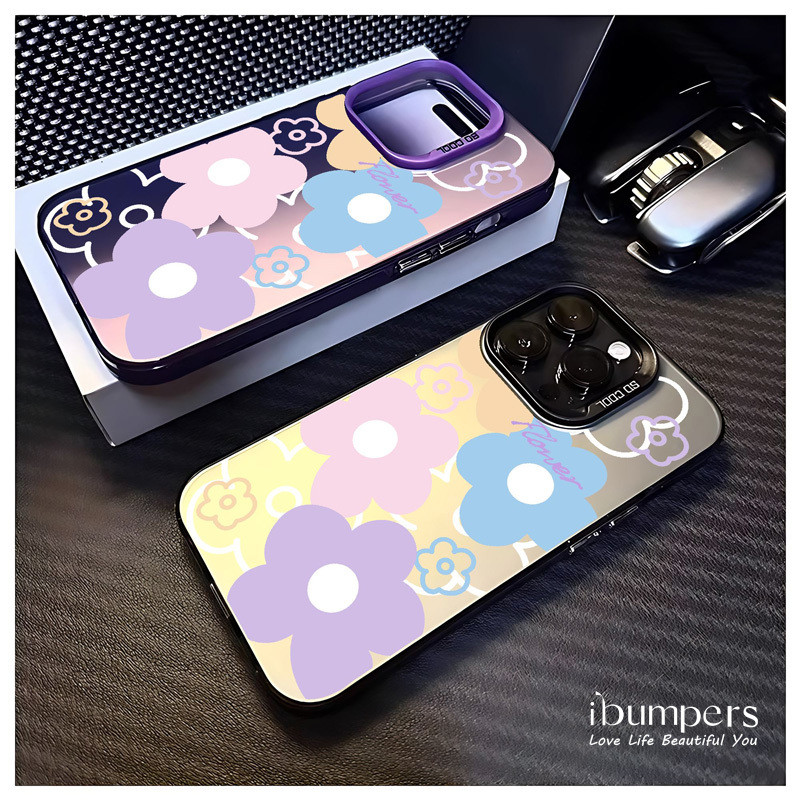 ibumpers Ốp Điện Thoại iPhone Ngọt Ngào Họa Tiết Hoa Tươi Cho IPhone 16 15 14 12 13 11 Pro Max Ốp Lưng IMD Cứng Và Nhẵn