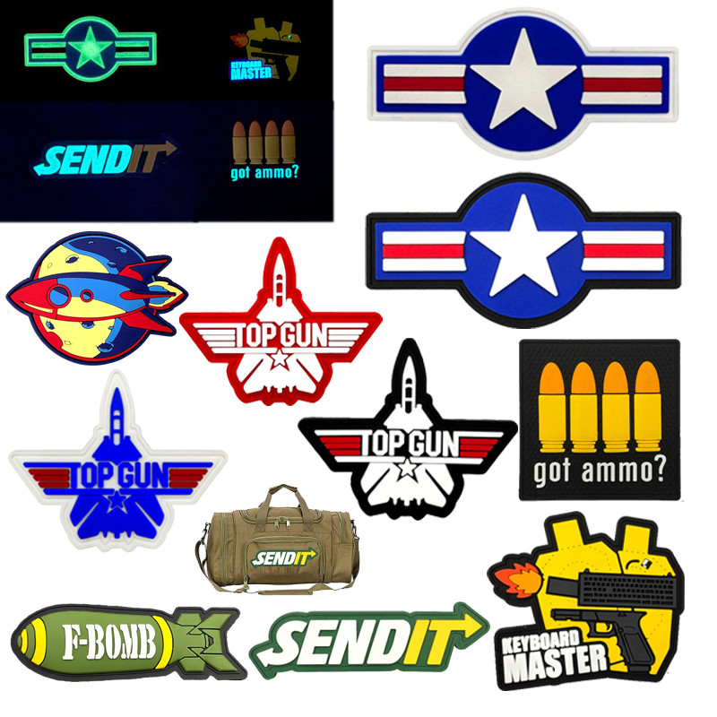 Phụ kiện ngoài trời PVC Dạ quang Velcro Huy hiệu F-BOMB Ba lô Áo khoác Patch