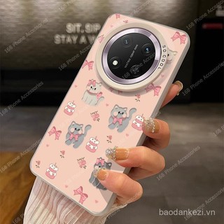 Ốp điện thoại Honor X9C X9B X9A 5G 5G, ốp điện thoại Honor X9C, ốp dễ thương hình mèo nhỏ, nơ hồng, ốp chống sốc, phong cách Ins, mờ, cứng, mạ IMD, nút bấm, ốp điện thoại cho các cô gái
