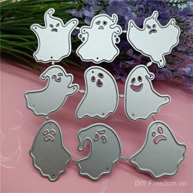 9 khuôn cắt ma Halloween, khuôn cắt bằng thép carbon, khuôn dập nổi DIY, khuôn khắc, sổ lưu niệm, nghệ thuật giấy cho trẻ em
