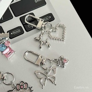 [Móc khóa] Móc khóa kim cương màu đen anh đào cao cấp, hình trái tim ngọt ngào, phụ kiện ba lô sinh viên thời trang cá tính 8JYC
