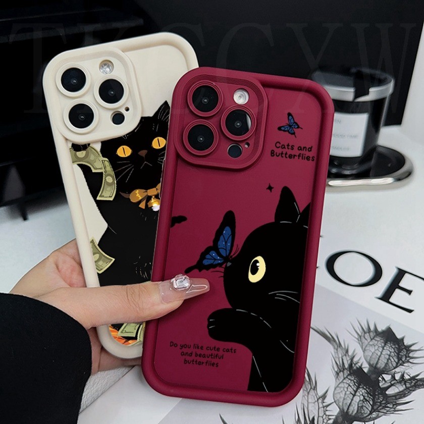 Ốp điện thoại mềm silicon hình mèo đen đáng yêu cho Realme GT Master Edition Q3 Pro Carnival GT Neo 5 SE 2T Q3S Narzo 50A 50i Prime
