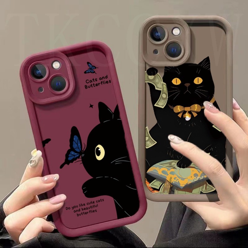 Ốp điện thoại mềm silicon hình mèo đen đáng yêu cho Realme GT Master Edition Q3 Pro Carnival GT Neo 5 SE 2T Q3S Narzo 50A 50i Prime