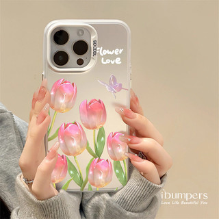 ibumpers Ốp Điện Thoại iPhone Thanh Lịch Phong Cách Hoa Tình Yêu Họa Tiết Cho IPhone 16 15 14 12 13 11 Pro Max Ốp Lưng IMD Cứng Và Nhẵn