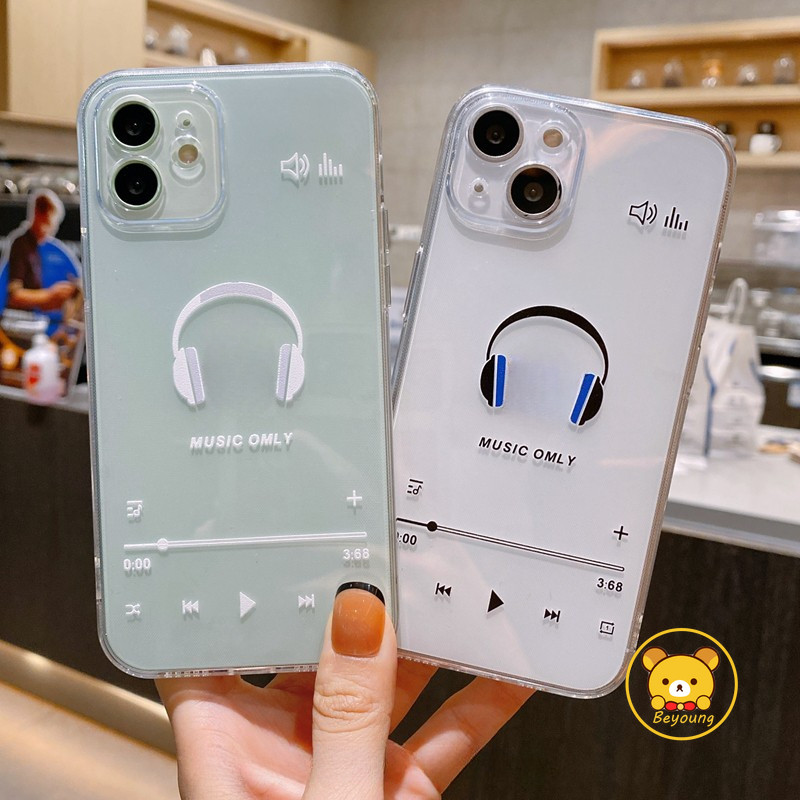 Vỏ họa tiết tai nghe cho Vivo V50 V40 Lite V30 V29 V27 V25 V23 V21 Pro Lite V30E V29E V27E V25E V23E V21E V21s 5G 4G Vỏ điện thoại trong suốt mát mẻ Vỏ mềm sáng tạo dễ thương