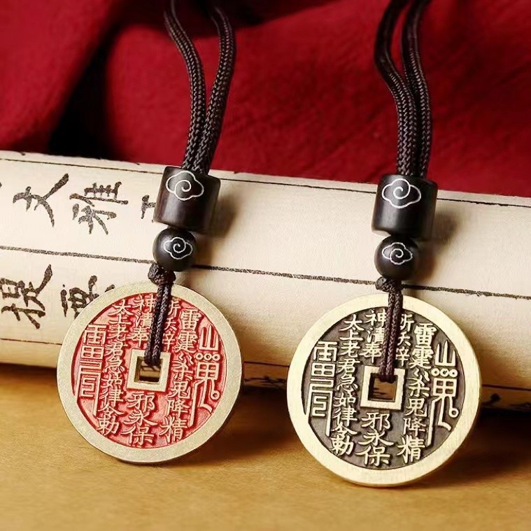 ✨✨Shop Núi Ma Tiêu Tiền Phong Cách Trung Hoa Vòng Cổ Mặt Dây Chuyền Nam Nữ Mặt Dây Cũ Tim Fu Tăng May Mắn Cổ Cinnabar 25.4.8