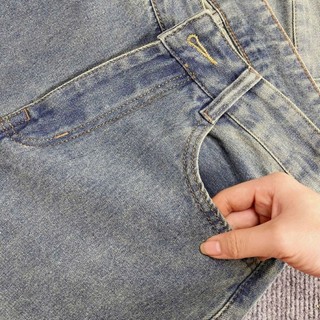 Quần jean Bigsize nữ basic dáng xuông lưng cao màu xanh dơ thời trang tôn dáng vintage - Q547