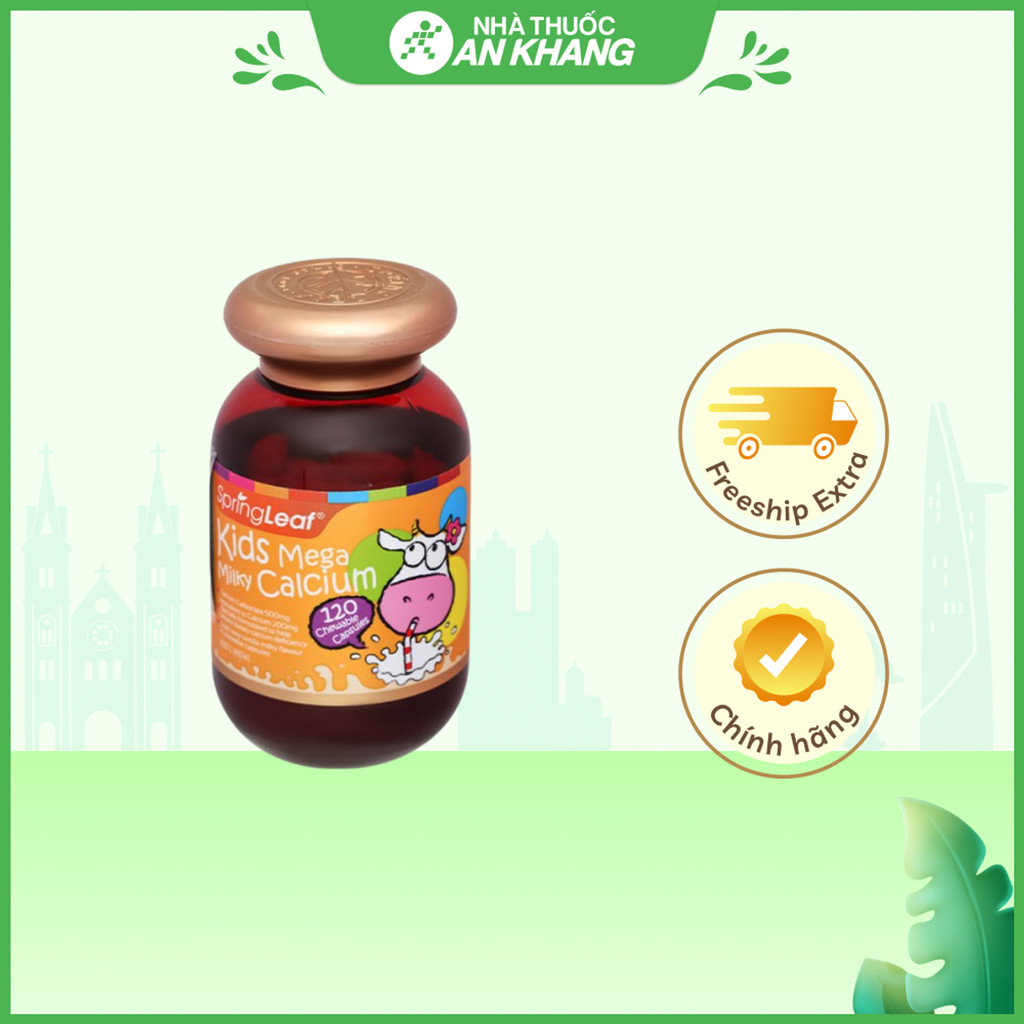 SpringLeaf Kids Mega Milky Calcium bổ sung canxi cho bé lọ 120 viên
