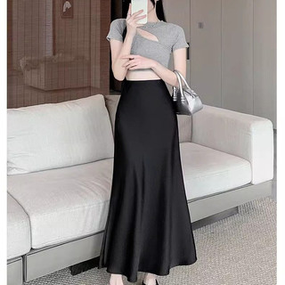 Váy satin lụa nhiều màu Váy đuôi cá eo thấp chất lượng cao Váy dự tiệc sang trọng một lớp