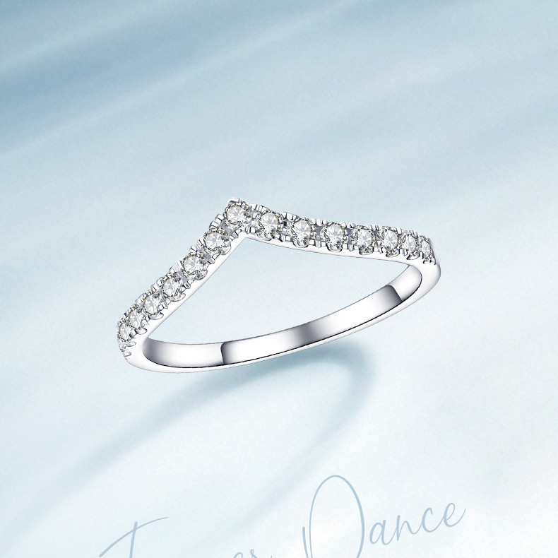 Nhẫn Zircon Hình Chữ V Thời Trang Có Thể Điều Chỉnh Độc Đáo Đơn Giản Nhân Vật Nhẫn Nữ
