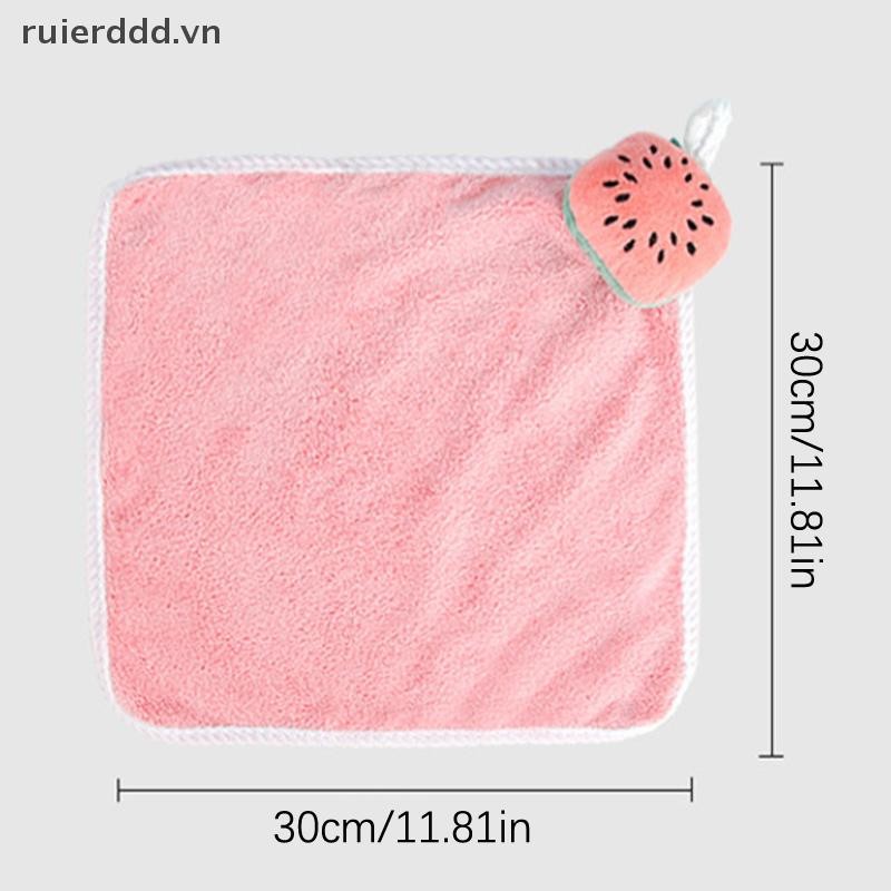 # ruierddd # Khăn tay Khăn tay trẻ em dễ thương Khăn tay khô thấm nước Khăn lau nhà bếp Khăn lông cừu san hô có vòng.