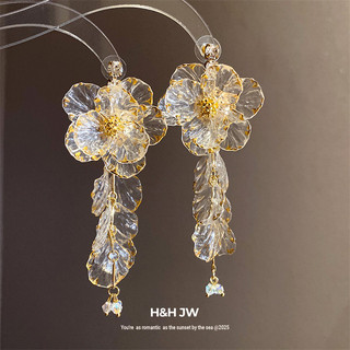Bông tai tua rua hoa acrylic dát kim cương - Sang trọng và cao cấp