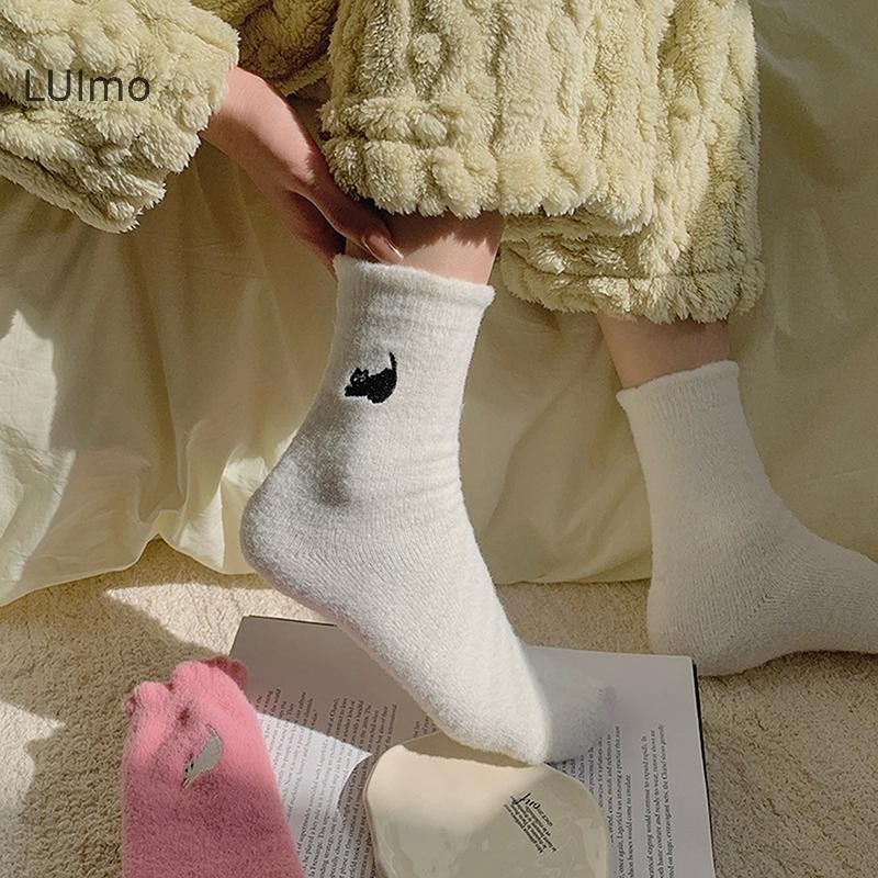 Luimo Dễ Thương Chồn Lông Cừu Siêu Mềm Tất Dành Cho Nữ Mùa Đông Ấm Áp Chồn Dệt Kim Dày Sang Trọng Ấm Áp Ngủ Nhà Lông Tơ Tất SBS