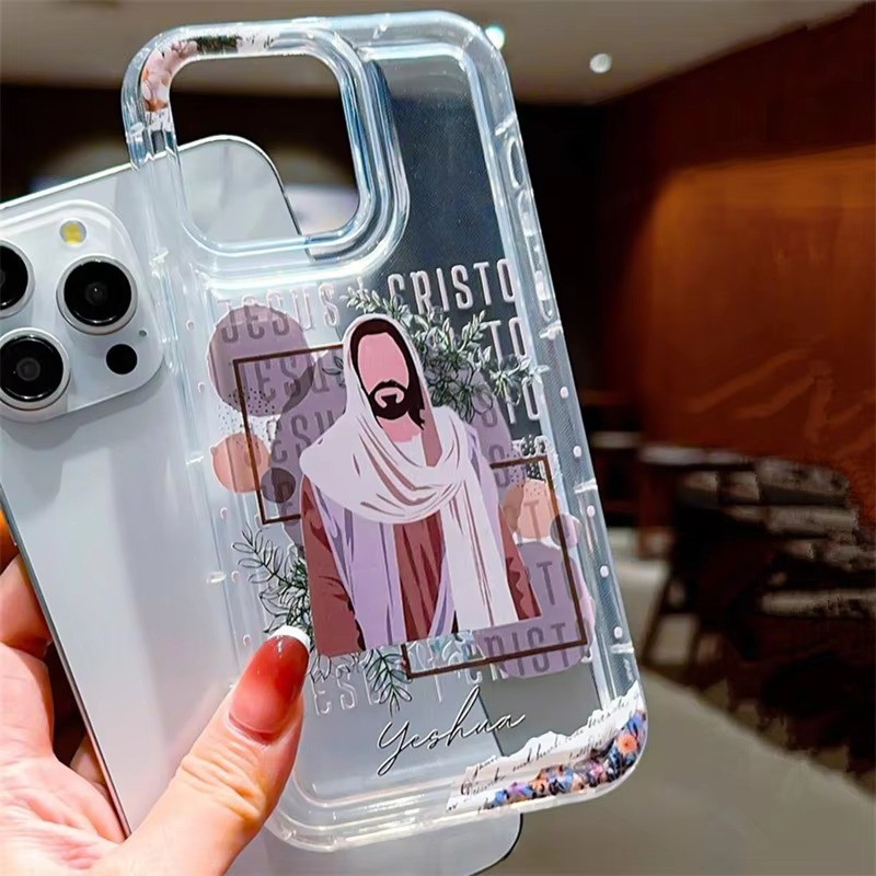 Ốp Lưng Cho iPhone 11 16 15 Pro Max 14 11 12 13 15 Pro XR XS Max X 7 8 Plus SE2022 12 13 Mini Jesus & Virgin Mary Họa Tiết Chống Rơi TPU Trong Suốt Mềm