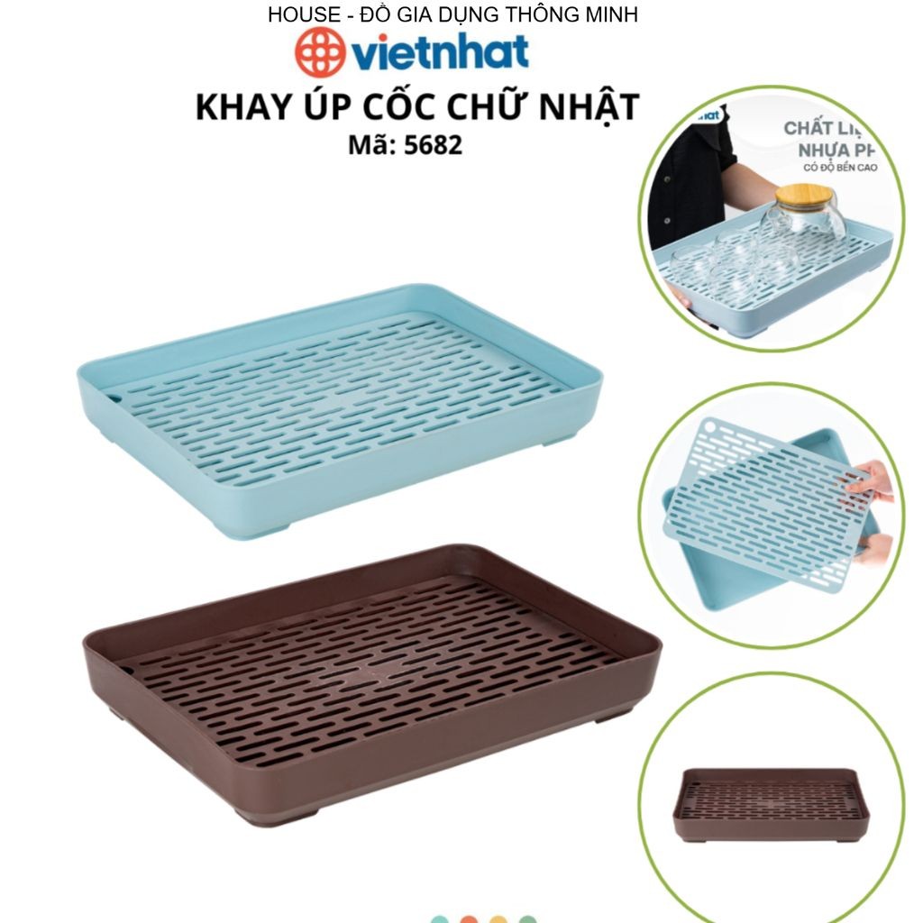 Khay Úp Cốc Ly Cao Cấp 2 Lớp Dài 33.5 x Rộng 23 x Cao 5 (cm) Chính Hãng Việt Nhật (mã 5682)