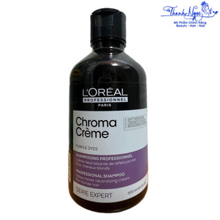 Dầu gội tím khử vàng L'oréal Chroma Crème Purple Dyes Shampoo 300ml [ TN ]