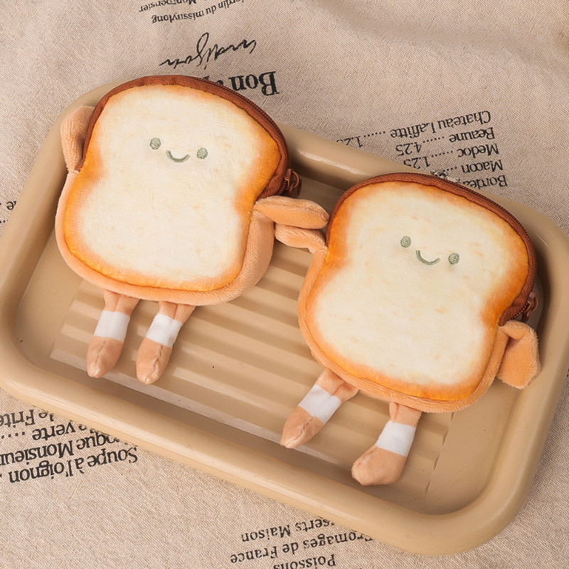 1 / 2 Cái Ví đựng tiền xu bánh mì nướng cho trẻ em - Túi đựng thẻ tai nghe - Ví - Dễ thương, Hoạt hình, Thời trang - Mặt dây chuyền móc chìa khóa sang trọng - Dung tích lớn, đa năng