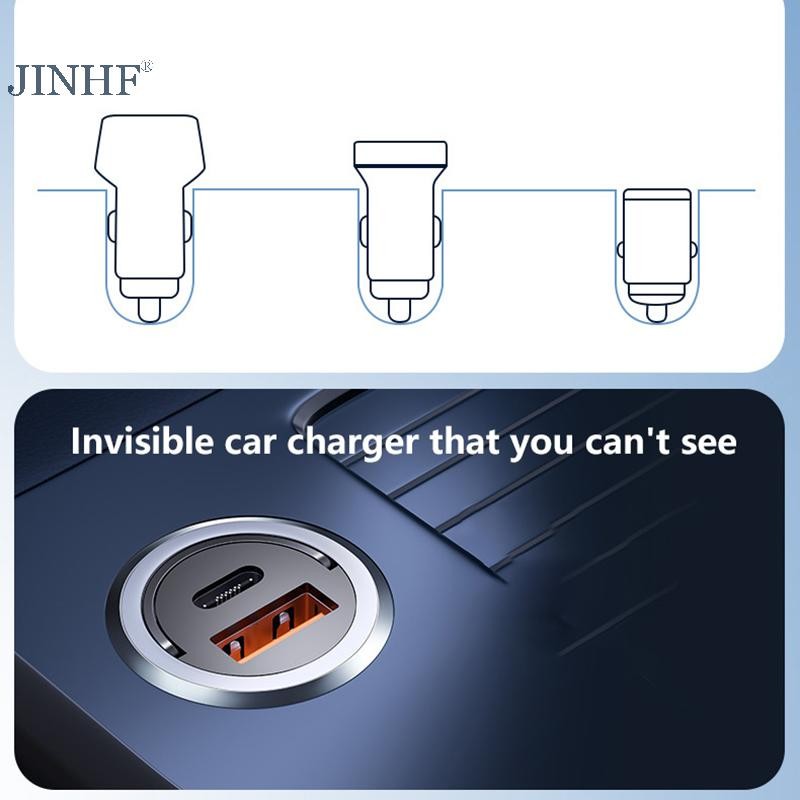 JINHF 100W Sạc Xe Hơi Cổng Kép Siêu Adapter Sạc Nhanh PD QC 3.0 Cho Xe Huawei Adapter HOT
