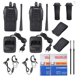 Aoresac Baofeng BF-888s Walkie Talkies 2 gói Đài phát thanh hai chiều tầm xa có thể sạc lại chống nước có tai nghe Bộ thu phát cầm tay cầm tay có đèn pin Ăng-ten tăng cao Li-i