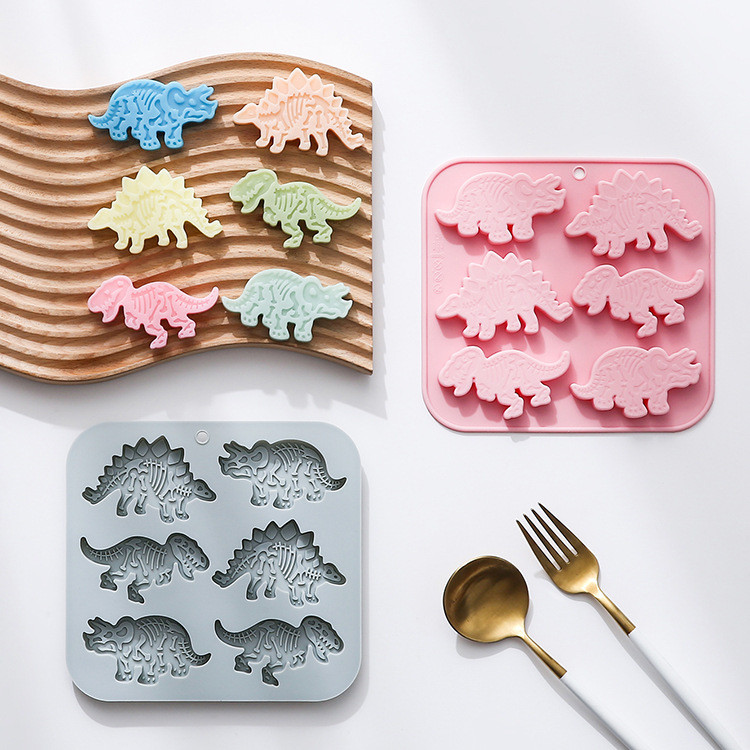6 Khoang Khác Nhau Khủng Long Hóa thạch Mô Hình Khuôn Silicon Khuôn Sô Cô La Khay Đá Pudding Thạch Trang Trí Bánh Khuôn DIY Dụng Cụ Nướng Bánh