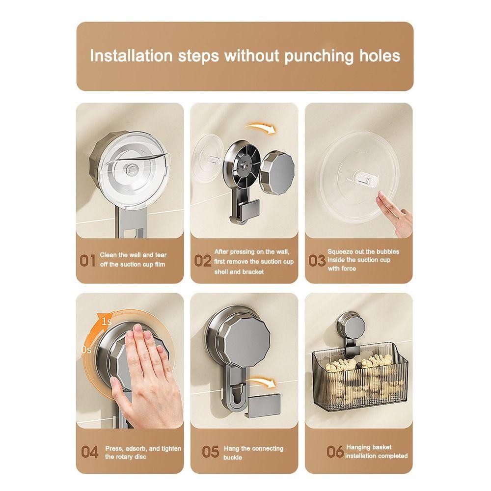 Giỏ đựng đồ nhà bếp CHEESELY, Hộp đựng gia vị dung tích lớn trong suốt, Cốc hút treo tường di động Giá đựng đồ phòng tắm cho tỏi gừng hành tây