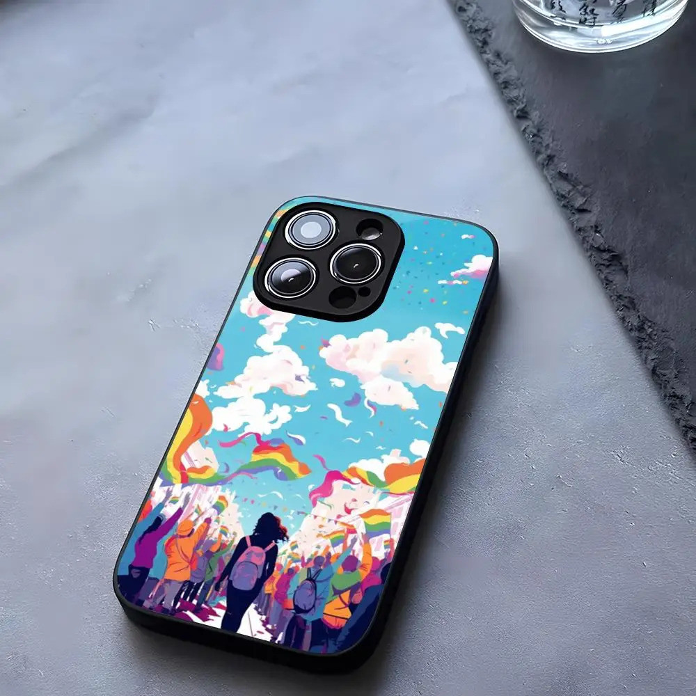 BK-3 Đồng Tính Nữ LGBT Cầu Vồng Điện Thoại Kính Cường Lực Cho iPhone 13 14 12 16 17.35 11 Pro XS Max Plus Mini X XR SE2020 Coque