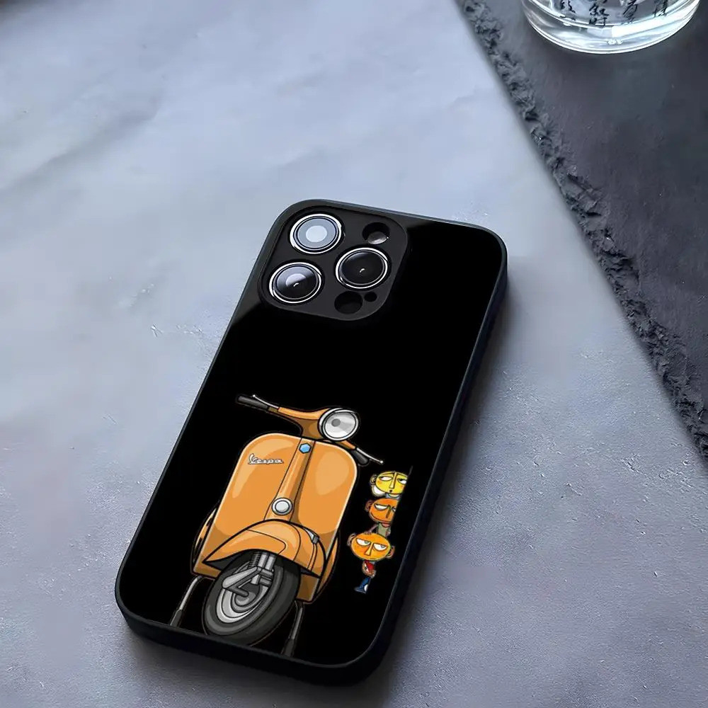 BK-1 V-Vespa Xe Tay Ga Điện Thoại Xe Máy Kính Cường Lực Cho IPhone 13 14 12 16 17.35 11 Pro XS Max Plus Mini X XR SE2020 Coque