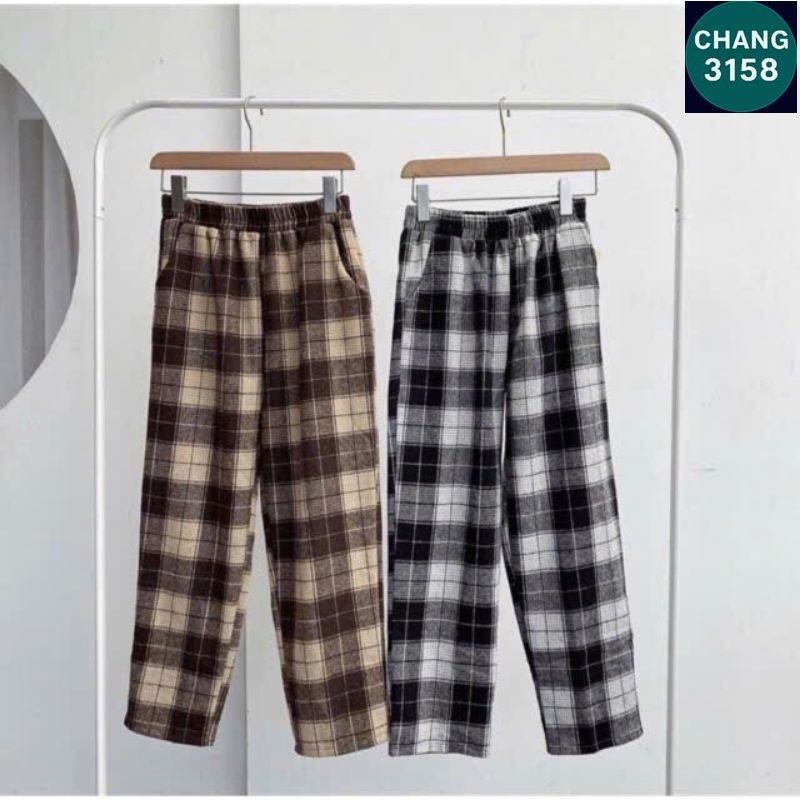 (Bé gái 30-53kg ) Tổng hợp các mẫu quần kẻ caro ống rộng cho bé gái-CHANG 3158