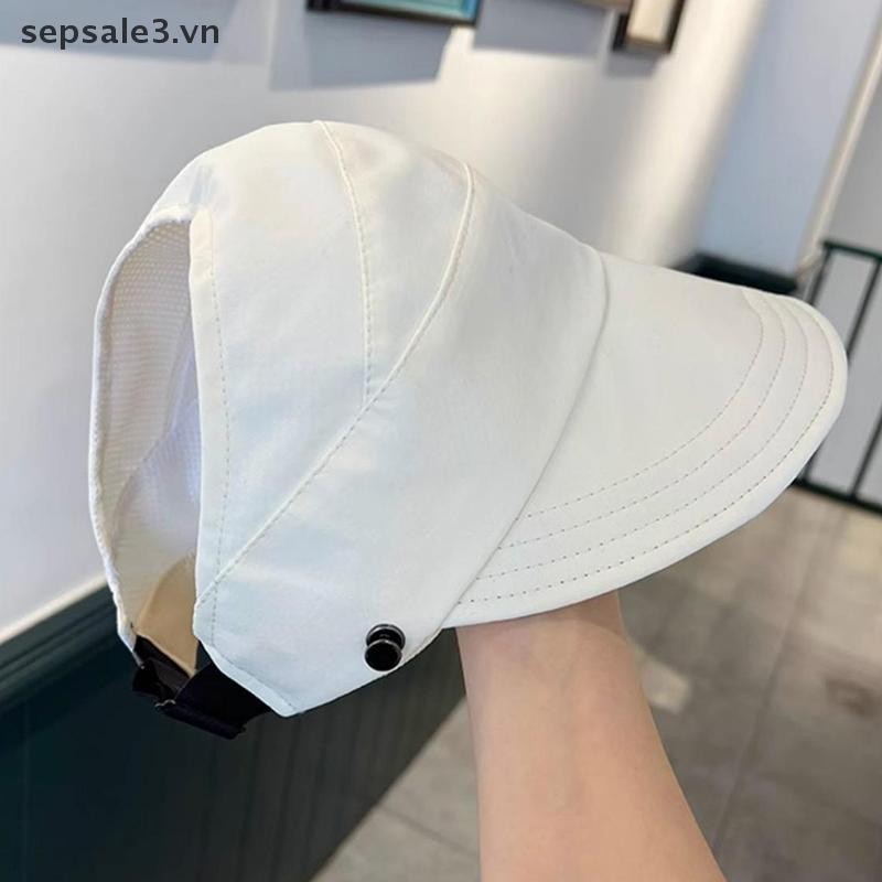 # Sepsale # Mùa hè vành rộng Sunhat dành cho nữ Mũ chống nắng có thể gập lại Mũ xô đi biển ngoài trời có thể điều chỉnh Tấm che chống tia cực tím Mũ đuôi ngựa ngư dân.